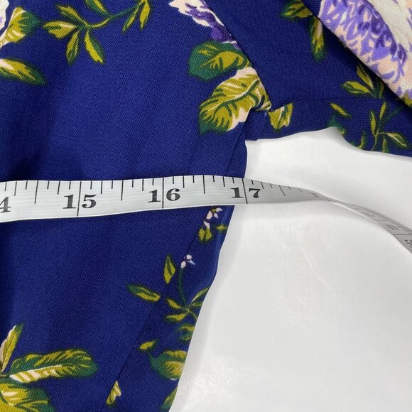 Lulus Blue Floral Long Sleeve Wrap Mini Dress Size M Made in USA - Picture 8 of 13
